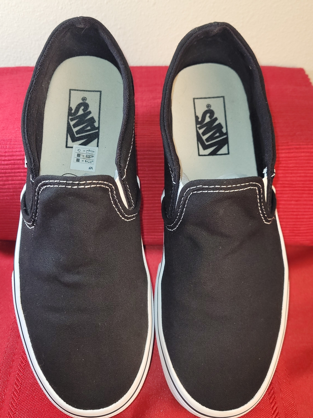 Vans Asher Black Canvas Slip-On Loafers Sneakers Women Size 9